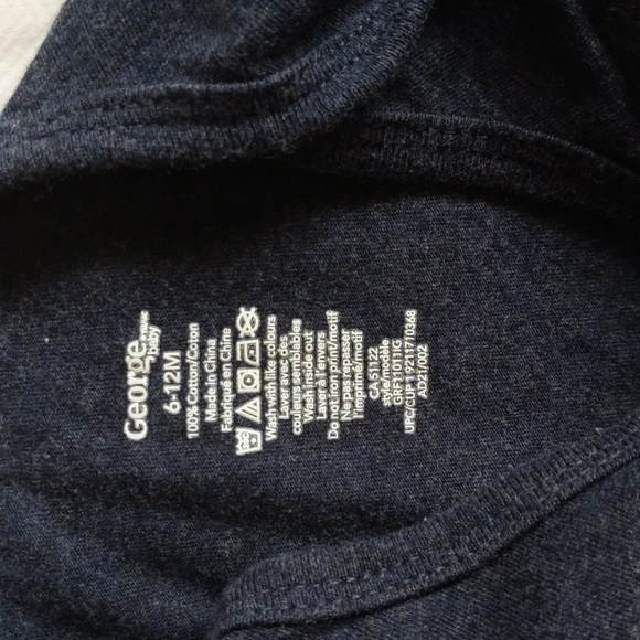 george navy blue dinosaur graphic long sleeve bodysuit diaper shirt 12 months - Picture 3 of 5